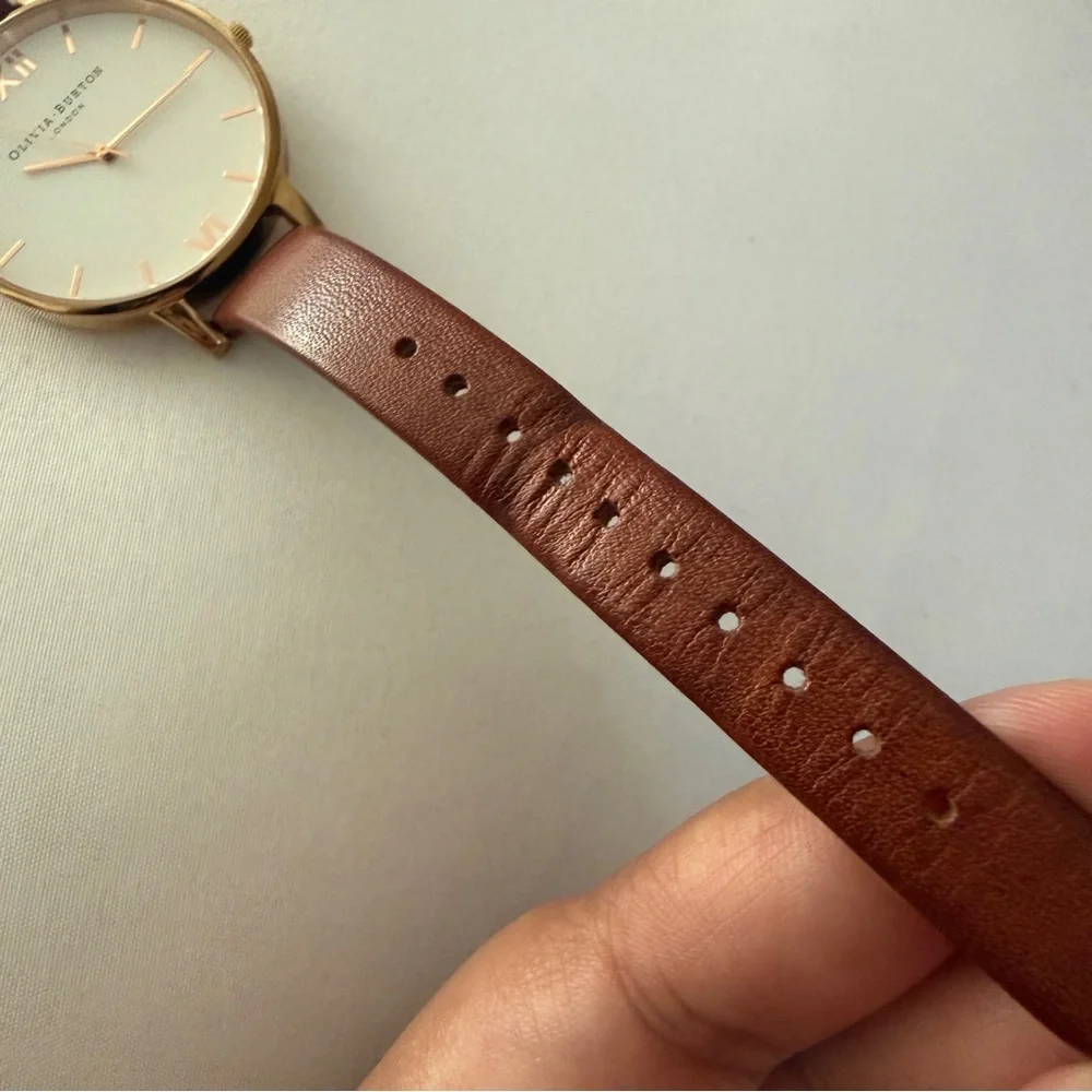 Olivia Burton Brown Leather Strap Gold Round Dial Watch - Picture 8 of 9